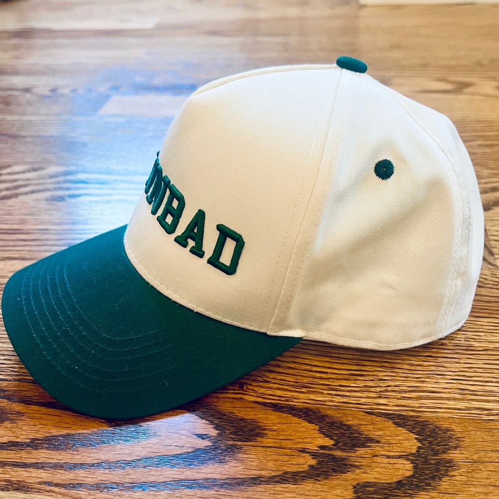 Snapback Hat Unisex OS Cream & Green "Downbad" Embroidered Trucker Cap - Picture 3 of 8